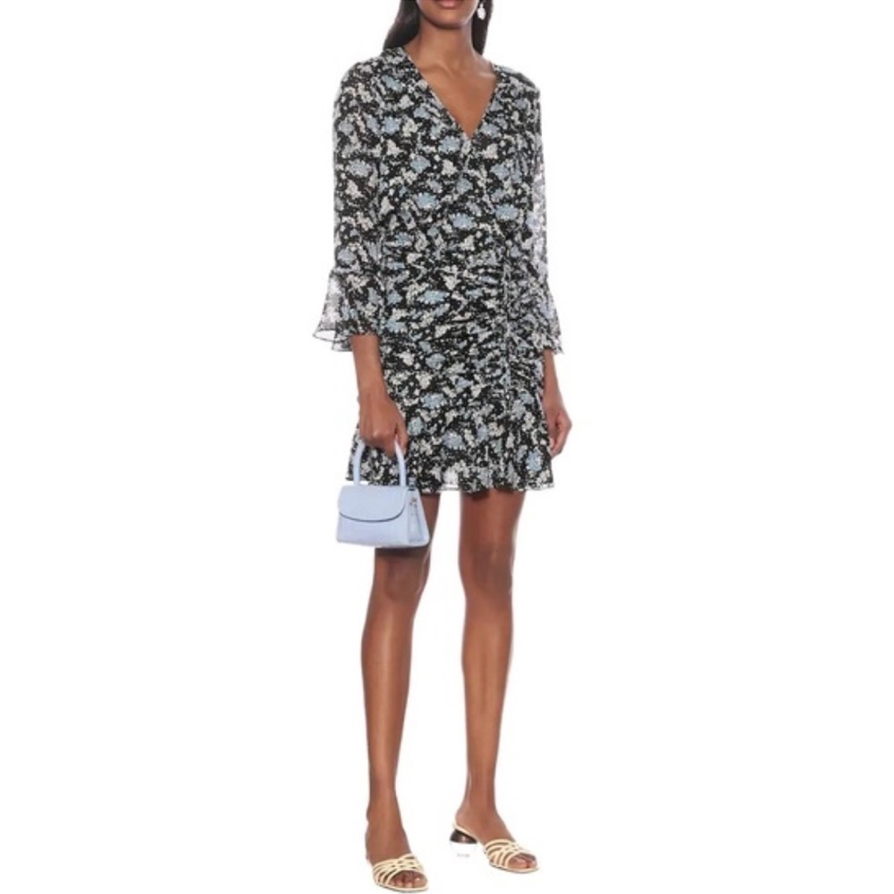 Veronica Beard Silk black floral Sean mini dress size 2